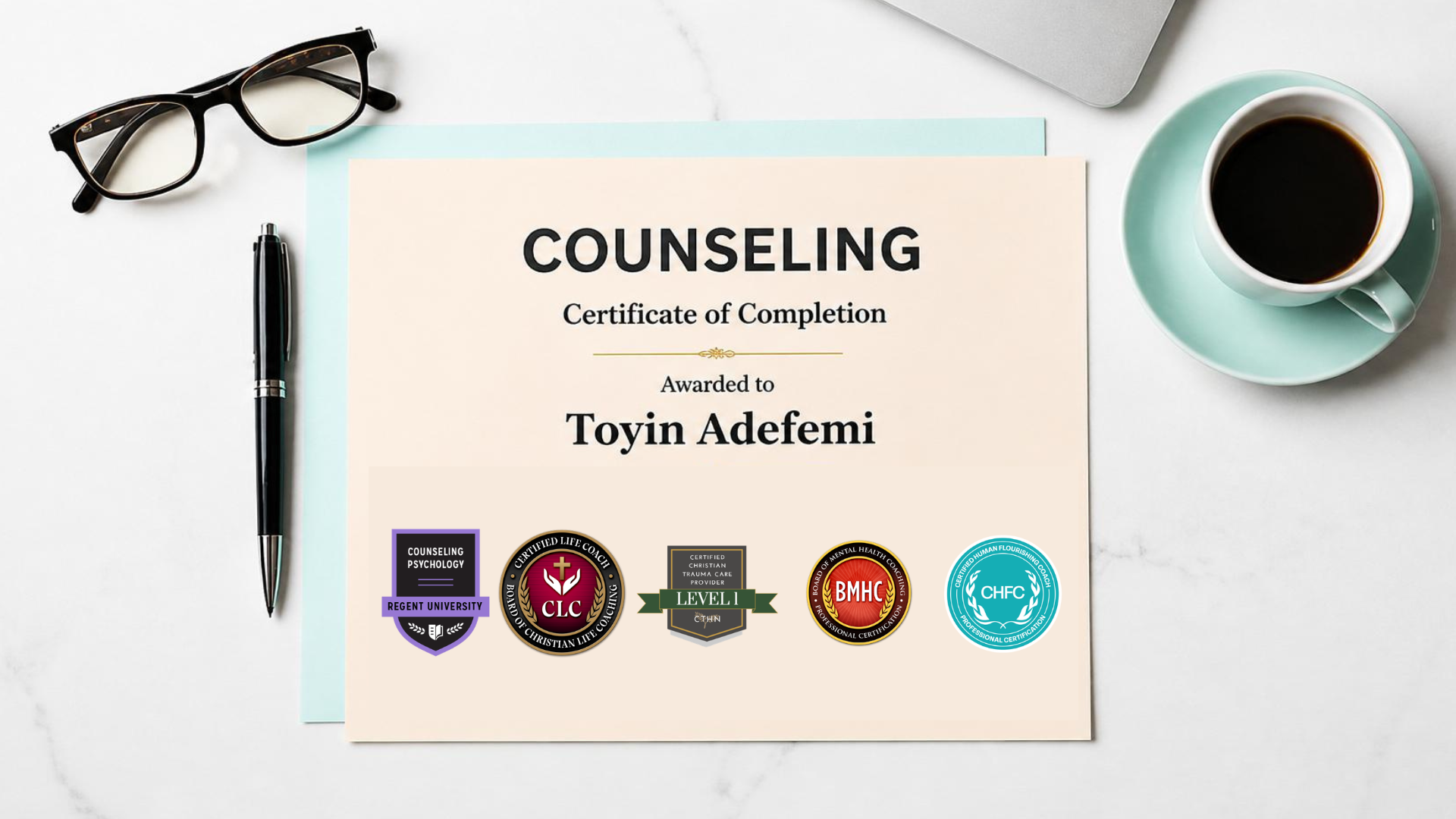 Toyin Adefemi — Counseling Certificate of Completion